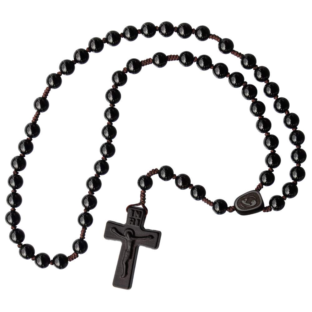 ブラックオニキスの長いロザリオ Amazon | IHM Imports 正弦セラブラックオニキス/ナツメ材 50年